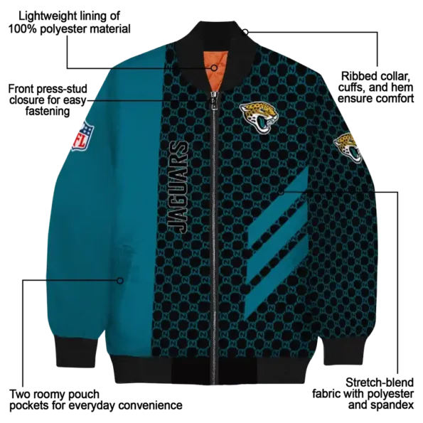 jacksonville jaguars triple side stripes teal black bomber jacket new arrival