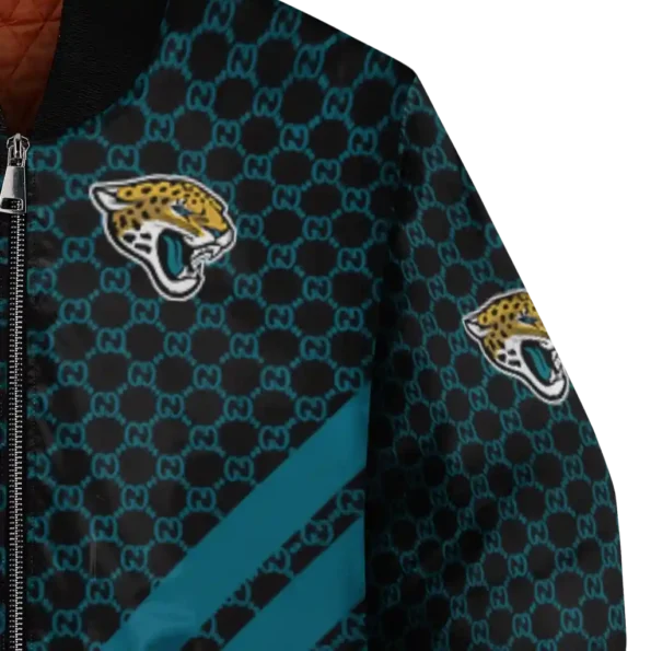 jacksonville jaguars triple side stripes teal black bomber jacket premium grade