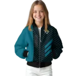 jacksonville jaguars triple side stripes teal black bomber jacket best selling