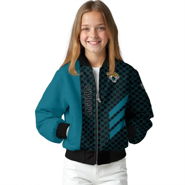 jacksonville jaguars triple side stripes teal black bomber jacket top rated