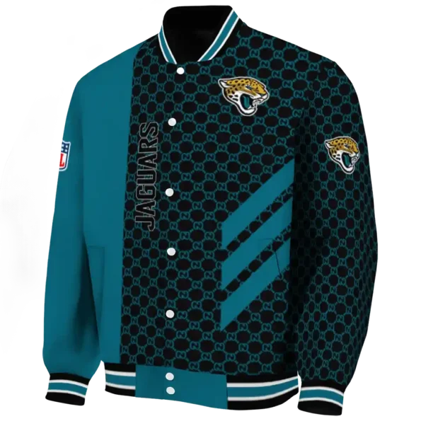 jacksonville jaguars triple side stripes teal black varsity jacket best selling.webp