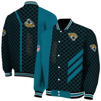 jacksonville jaguars triple side stripes teal black varsity jacket fashion forward.webp