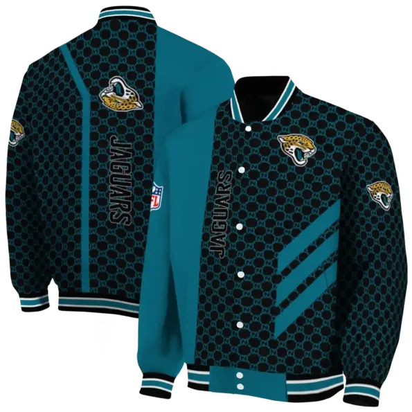 jacksonville jaguars triple side stripes teal black varsity jacket fashion forward.webp