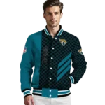 jacksonville jaguars triple side stripes teal black varsity jacket best selling.webp