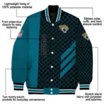 jacksonville jaguars triple side stripes teal black varsity jacket best selling.webp