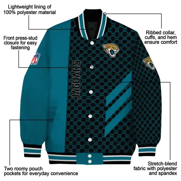 jacksonville jaguars triple side stripes teal black varsity jacket new arrival.webp