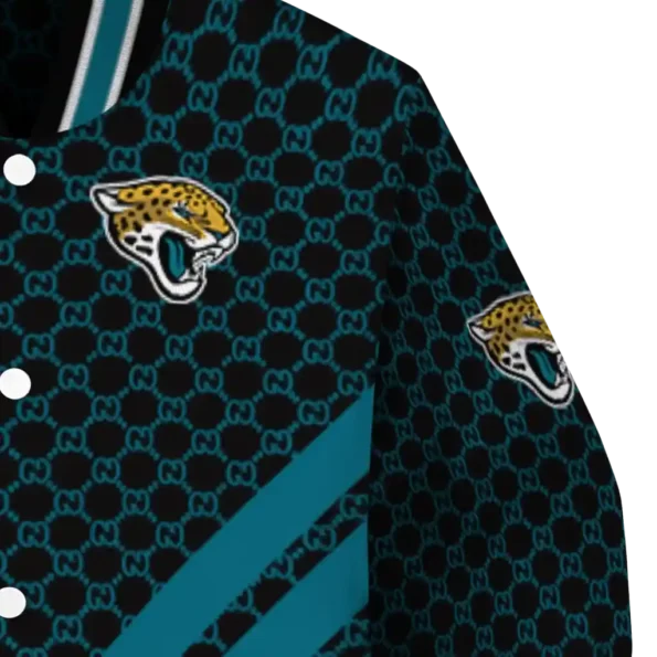 jacksonville jaguars triple side stripes teal black varsity jacket premium grade.webp