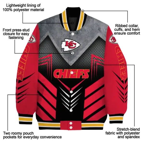 kansas city chiefs arrow layer red black varsity jacket new arrival