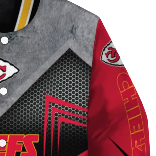 kansas city chiefs arrow layer red black varsity jacket premium grade