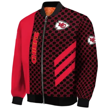kansas city chiefs triple side stripes red black bomber jacket best selling