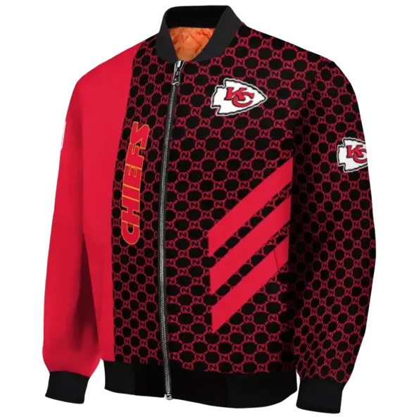 kansas city chiefs triple side stripes red black bomber jacket best selling
