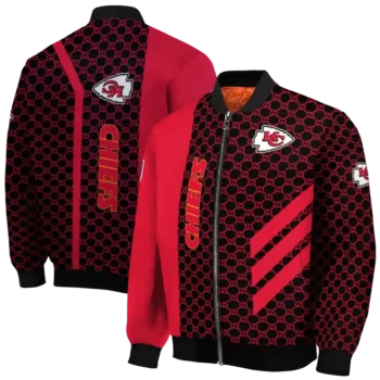 kansas city chiefs triple side stripes red black bomber jacket fashion forward