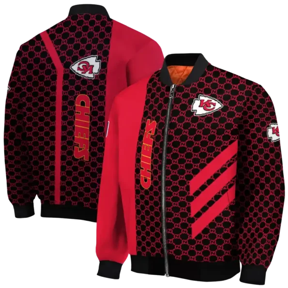 kansas city chiefs triple side stripes red black bomber jacket fashion forward