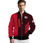 kansas city chiefs triple side stripes red black bomber jacket best selling