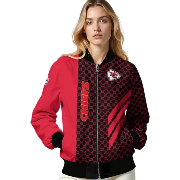 kansas city chiefs triple side stripes red black bomber jacket latest model
