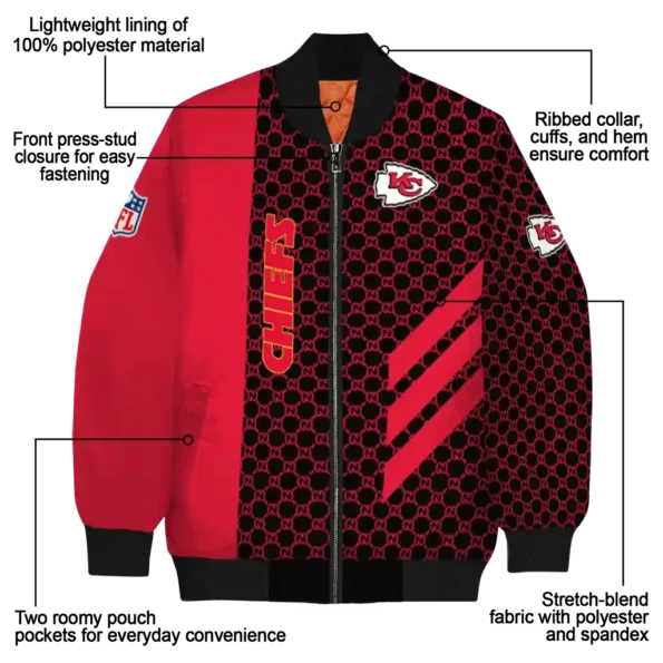 kansas city chiefs triple side stripes red black bomber jacket new arrival
