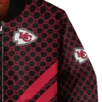 kansas city chiefs triple side stripes red black bomber jacket best selling