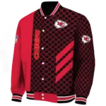 kansas city chiefs triple side stripes red black varsity jacket best selling
