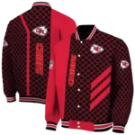 kansas city chiefs triple side stripes red black varsity jacket best selling