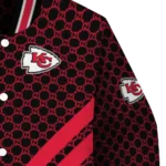 kansas city chiefs triple side stripes red black varsity jacket best selling