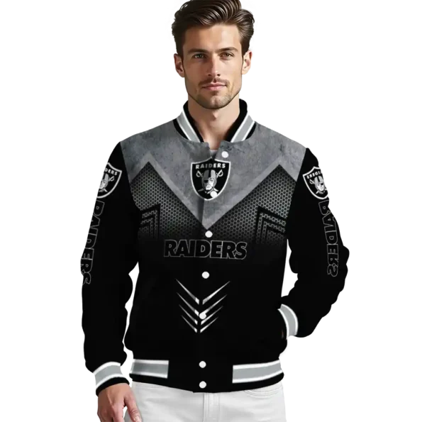las vegas raiders arrow layer black varsity jacket high quality