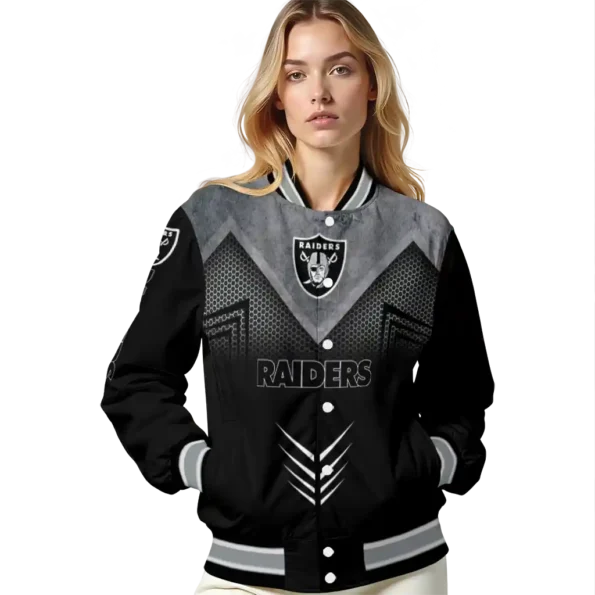 las vegas raiders arrow layer black varsity jacket latest model