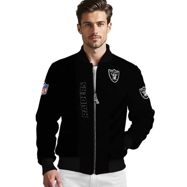 las vegas raiders triple side stripes black bomber jacket high quality