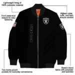 las vegas raiders triple side stripes black bomber jacket best selling