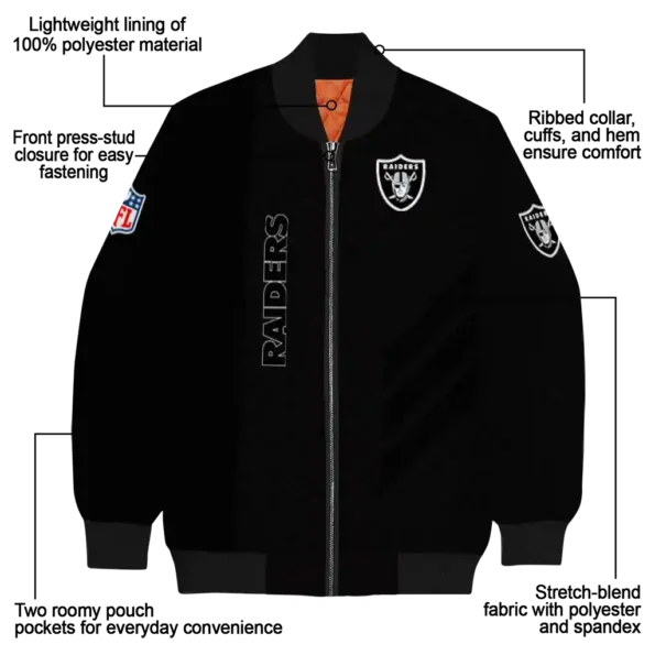 las vegas raiders triple side stripes black bomber jacket new arrival