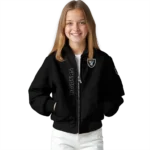 las vegas raiders triple side stripes black bomber jacket best selling