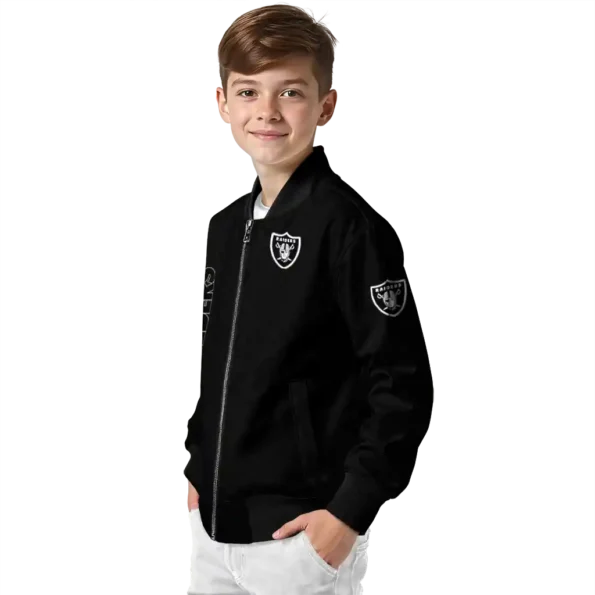 las vegas raiders triple side stripes black bomber jacket trendy