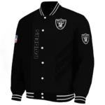 las vegas raiders triple side stripes black varsity jacket best selling