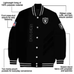 las vegas raiders triple side stripes black varsity jacket best selling