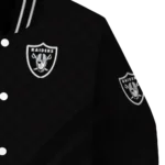 las vegas raiders triple side stripes black varsity jacket best selling