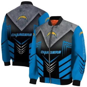 los angeles chargers arrow layer blue black bomber jacket fashion forward