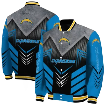 los angeles chargers arrow layer blue black varsity jacket fashion forward
