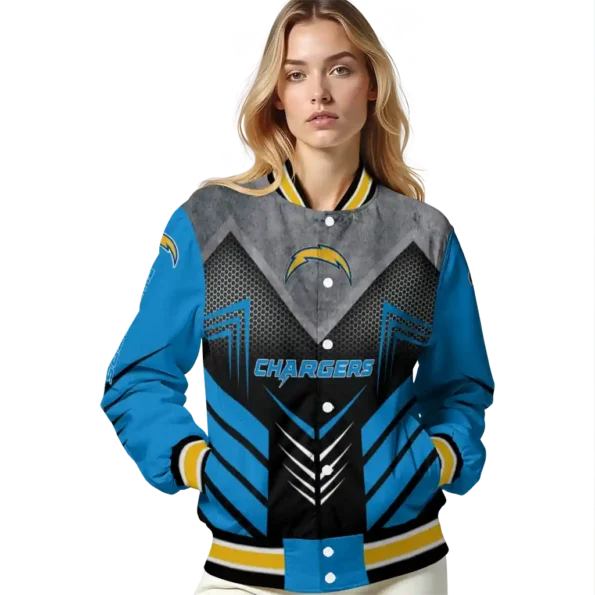 los angeles chargers arrow layer blue black varsity jacket latest model