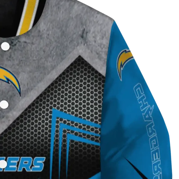 los angeles chargers arrow layer blue black varsity jacket premium grade