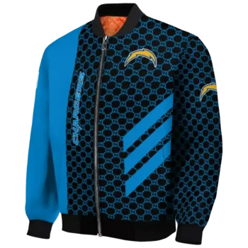 los angeles chargers triple side stripes blue black bomber jacket best selling