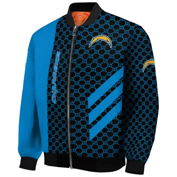 los angeles chargers triple side stripes blue black bomber jacket best selling