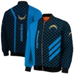los angeles chargers triple side stripes blue black bomber jacket best selling