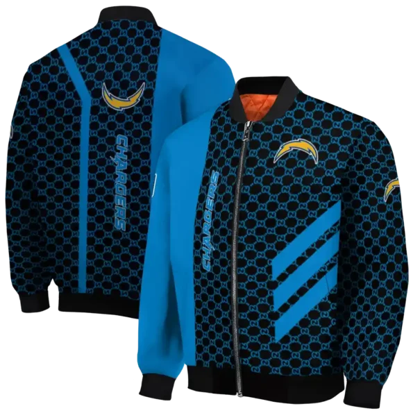 los angeles chargers triple side stripes blue black bomber jacket fashion forward