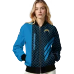 los angeles chargers triple side stripes blue black bomber jacket best selling