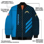 los angeles chargers triple side stripes blue black bomber jacket best selling