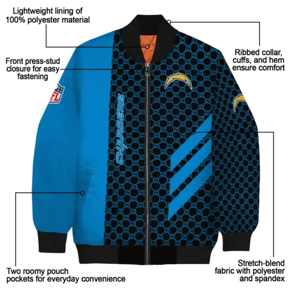 los angeles chargers triple side stripes blue black bomber jacket new arrival