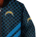 los angeles chargers triple side stripes blue black bomber jacket best selling