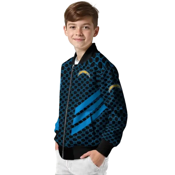 los angeles chargers triple side stripes blue black bomber jacket trendy