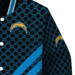 los angeles chargers triple side stripes blue black varsity jacket best selling