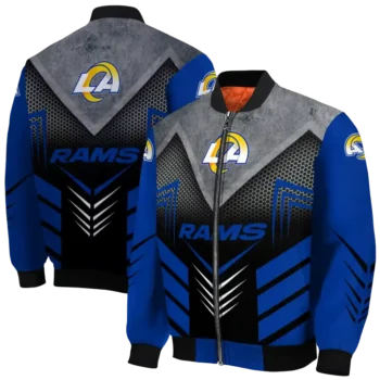 los angeles rams arrow layer blue black bomber jacket fashion forward