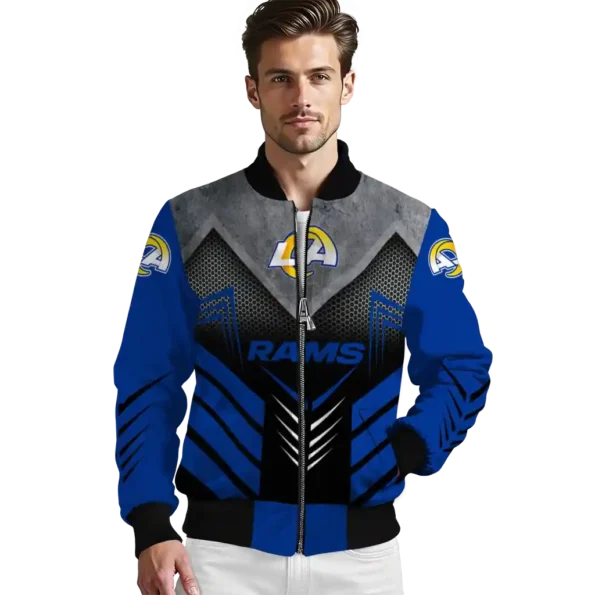 los angeles rams arrow layer blue black bomber jacket high quality